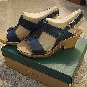 Clark's navy wedge heel sandals